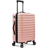 U.S. Traveler Boren Polycarbonate Hardside Rugged Travel Suitcase Luggage with 8 Spinner Wheels, Aluminum Handle, Pink, Carry-on 22-Inch, USB Port