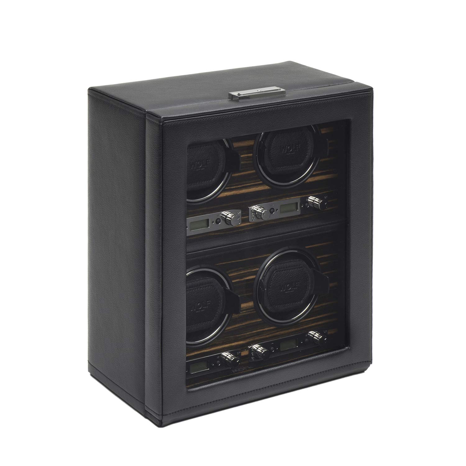 WOLF 459156 Roadster 4 Piece Watch Winder with Cover, Black