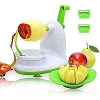 Upgraded Apple Peeler and Corer for Apple Pear Citrus Manual Rotating Kitchen Gadget Includes 2 Replacement Heads and 1 Splitter (whitish green)