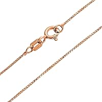 Bling Jewelry Plain Simple 0.8MM Very Fine Thin Rose Gold Plated .925 Sterling Silver Box Chain Necklace For Women Nickel-Free Made In Italy 16 18 Inch