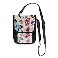 ALAZA Flower Butterfly Floral Small Crossbody Wallet Purse Cell Phone Bag Rfid Passport Holder with Credit Card Slots