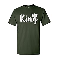 King Crown Couple Love Matching Relationship Funny DT Adult T-Shirt Tee