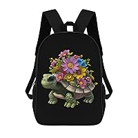 Sea Turtle Floral 17 Inch Backpack Adjustable Strap Laptop Backpack Double Shoulder Bags Purse for Hiking Travel Work