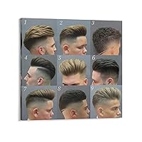 Barber Store Haircut Poster Men's Haircut Poster Men's Haircut Guide Poster Hair Salon Decoration Canvas Art Poster and Wall Art Picture Print Modern Family Bedroom Decor 24x24inch(60x60cm) Frame-s