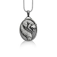 BySilverStone Jewelry - Silver Fox Pendant Necklace, Fox Ornament, Customizable Fox Necklace, Engraved Necklace for Men, Animal Lover Gift, Small Birthday Men Gifts