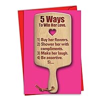 NobleWorks, Valentines Card for Adults - Funny Valentine's Gift, Humor Card with Envelope - Five Ways To Win Her Love C1641VDG