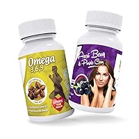 Acai Berry Supplement & Purple Corn + Natural Omega - Cardio Pack - from Peru - 2 Bottles (200 Capsules)