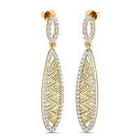 VVS Luxury Long Earrings 1.12 Ctw Natural Diamond With 14K White/Yellow/Rose Gold Drop Earrings With VVS Certificate