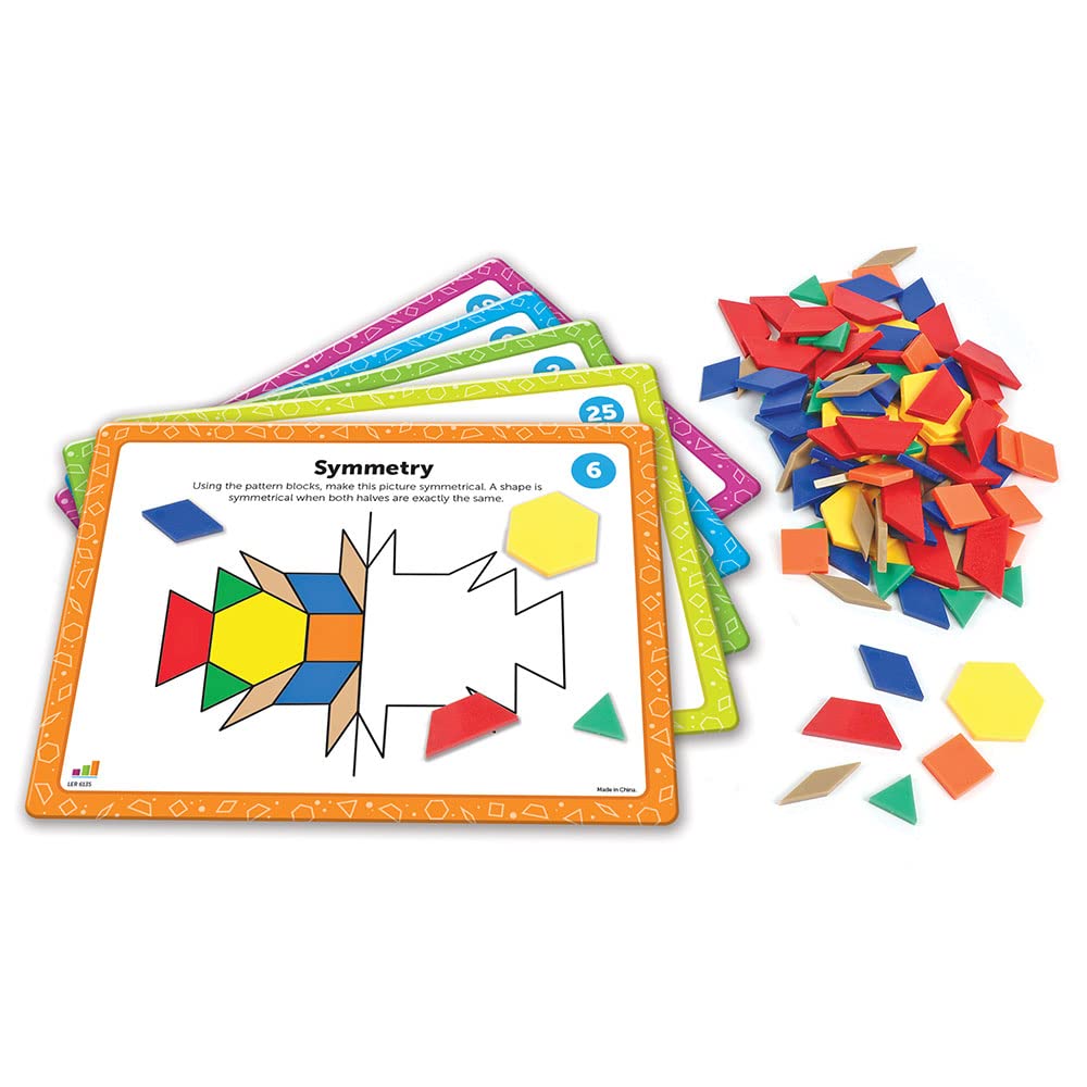 Learning Resources Pattern Block Math Activity Set, Math Games for Kids, Educational Games, Preschool Math, Montessori, 144 Pieces, Age 5+