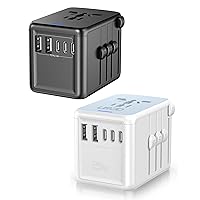 Universal Travel Adapter Offers 5.8A 3X 3.0A USB-C Ports, 2X 2.4A USB-A Ports and Multi AC Outlet, All-in-One International Power Plug Adaptor Worldwide Charger for EU US UK AU 200+ Countries