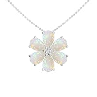 Natural Gemstone Flower Shaped Pendant for Women in Sterling Silver/14K Solid Gold/Platinum
