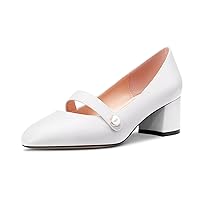 Castamere Women Chunky Block Mid Heel Round Toe Pumps Slip-on Office Cute 2.0 Inches Heels