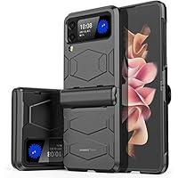 Rugged Cover for Samsung Galaxy Z Flip 3 4 Case Semi Automatic Hinge Protective Heavy Duty Anti-Fall Case for Galaxy Z Flip 3 4,Black,for Galaxy Z Flip 4