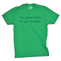 Mens Im Just Here to Get Lucky T Shirt Funny Saint Patricks Day St Patty Tee