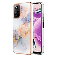 Compatible with Redmi Note 12S 4G Bumper Case, TPU IMD Personalized White Marble Gilded Border Slim Phone Case Scratch-Proof Shockproof Back Protective Cover