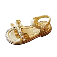 Sandals Girls Pearl Ruffle Hook Buckle Princess Sandals Soft Bottom Open Toe Beach Shoes Athletic Slides Sandals