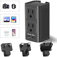 220V to 110V Voltage Converter US to Europe Travel Plug Adapter International Universal Travel Adapter with 1 USB A and 1 USB C, Power Converter Adapter Combo for US/EU/UK/AUS