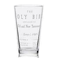 HOLY BIBLE Engraved 16oz Pint Glass | Scripture Inspired Laser Etched Glassware | Beer Gifts, Engraved Drinking Glass, Retirement Gift for Men, Great Birthday Gift Idea!