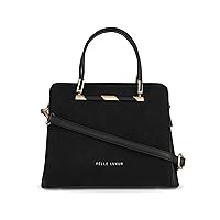 Pelle Luxur Leather Satchel Bag | Medium Ladies Purse Handbag | Black