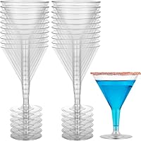 Deluxe Clear Plastic Martini Cups - 7oz, 20 Pieces - Perfect for Parties & Everyday Use