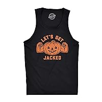Mens Fitness Tank Let's Get Jacked Tanktop Funny Halloween Pumpkin Jack-o-Lantern Shirt
