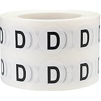 Letter D Inventory Labels .5 Inch Round Circle Dots 1,000 Adhesive Stickers