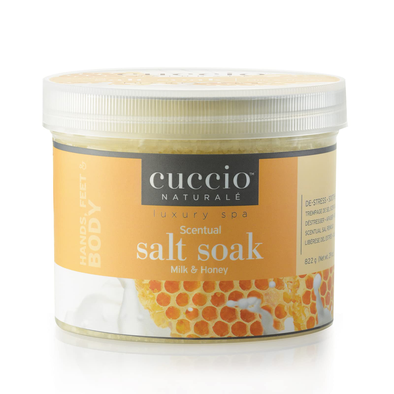 Cuccio Naturale Scentual Salt Soak - Invigorating Salts With An Irresistible Scent - Rejuvenate And Soothe Tired Feet - Softens And Leaves The Skin Fresh And Clean - Milk And Honey - 29 Oz