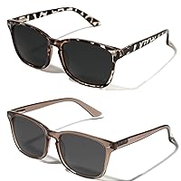 TIJN Square Polarized Sunglasses Bundle of Leopard and Wheat
