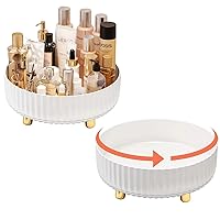 2-Pack Makeup Organizer for Dresser, Perfume Tray,Hair Product Organizer, Lotion Organizer,360 Degree Rotating Lazy Susan Cosmetic Storage, One-Tier, White