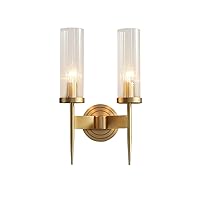 Brass Lighting Wall Sconce,1 Light Bathroom Vanity Wall Light with Clear Glass,Golden Finish E14 Wall Light,for Bedroom Living Room Hallway Kitchen-Copper and Glass 23x40cm
