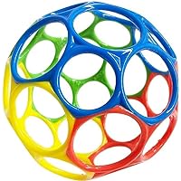 Bright Starts Oball Easy Grasp Classic Ball BPA-Free Infant Toy in Red, Yellow, Green, Blue, Age Newborn and up, 4 Inches