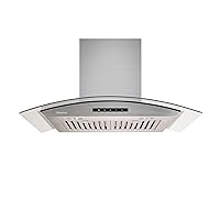 Vesta Rome 30 Inch Range Hood, 800CFM Wall Mount Curved Glass Stove Vent Hood For Kitchen With 3-Speed Exhaust Fan,Touch Screen,Auto Shut-Off,Baffle Filter