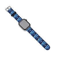 Blue Rose Flowers Silicone Iwatch Straps 38mm/40mm 42mm/44mm Replacement Quick Release Watch Band