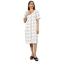 Women's Ikat Midi White Dress