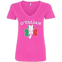Threadrock Women's O'Talian Italian Irish Shamrock V-Neck T-Shirt