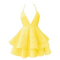 PEIYJYUSP Sequin Short Prom Dresses for Women Sparkly Sexy V Neck Homecoming Dress Mini Cocktail Party Gowns
