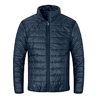 Men's Lightweight Down Jackets Winter Stand Collar Coats Fashion Casual Plain Overcoat Warm Zip Up Parka Warm Coat