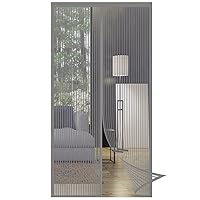 Magnetic Screen Door Curtain, 75x200cm Keeps Bugs and Mosquitoes Out Insect Mosquito Door Screen with Magic Tape, for Kitchen/Bedroom/Air Conditioner Room, Gray