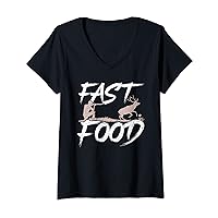 Womens Fast Food | Hunting Lover Funny Hunting V-Neck T-Shirt