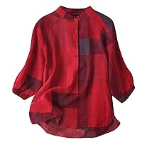 Button Down Shirts for Women Boho Floral Flowy Tops Casual Loose Tunic Dressy Blouses Cotton Linen Long Sleeve Shirt