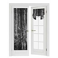 Forest Grey Blackout Door Curtains For Door Window,French/Front/Sidelight Door Tie Up Shade Drapes Thermal Insulated Privacy Rod Pocket,Spring Summer Pine Trees Landscape Nature 1 Panel 26