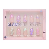 Glamnetic Press On Nails - Wild Card | Opaque UV Finish Short Pointed Almond Shape, Reusable Pastel Nails in 12 Sizes - 24 Nail Kit with Glue