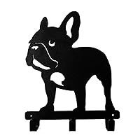 French Bulldog Shaped Black Coated Metal Hook Bathroom Clothes Towel Hook Wall Mounted Kitchen Heavy Duty Door Hanger (Standing Frenchie)