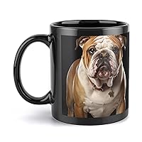 Mugs Large Porcelain Mug English Bulldog Ceramic Steeping Mug with Handle Porcelain Coffee Cups Funny Mug Tea Cups with Handle for Men Women
