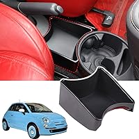Car Console Storage Box Organizer Tray Compatible with Fiat 500 2007-2015 Central Control Water Cup Holder Storage Box Organizer Tray (Handbrake)