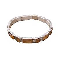 NOVICA Artisan Handmade Opal Link Bracelet Orange Sterling Silver Peru Jewelry Birthstone [7.25in L x 0.3in W] 'Sweetheart'