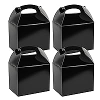 Restaurantware Bio Tek 10 x 7 x 8 Inch Gable Boxes For Party Favors 100 Durable Barn Boxes - With Built-In Handle Greaseproof Black Paper Barn Boxes For Special Events Or Parties