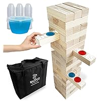 SWOOC Games - Giant Tower Party Game with Hidden Jello Shots - Includes Disposable Cups, Lids & Carrying Case - Stacks up to 5ft - Tipsy Topple Game for Adults - Giant Outdoor Games - Jumbo Bar Games