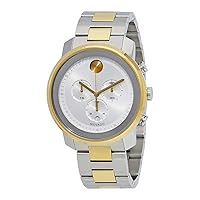 Movado Men's BOLD Metals Chronograph Watch with Printed Index Dial, Silver/Grey/Gold (3600432)