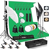 [Upgraded LED Bulb] Photography Lighting Kit 8.5x10ft Backdrop Support System and LED Softbox Set, 6400K Bulb, Umbrella, Video Studio Continuous Lighting Kit for Photo Studio, and Video Shooting